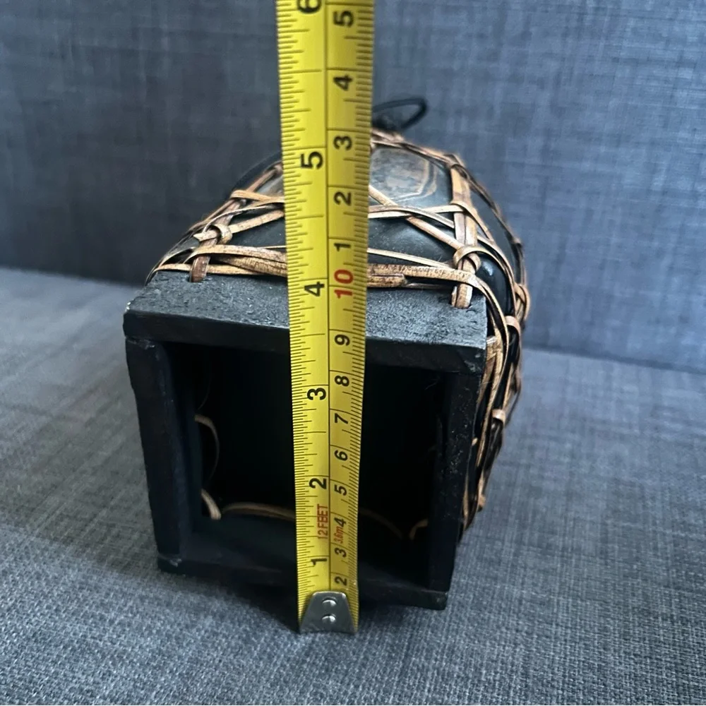 Vintage Thai Artisan Handmade Lacquered Bamboo Tea Rice Jar Storage Box #1220258